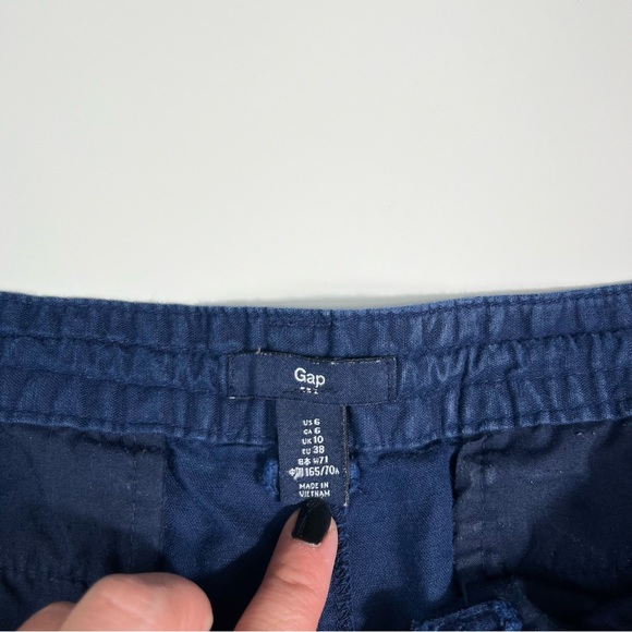 Gap Women's Navy Blue Linen Blend Tie Waist Casual Shorts Size 6 Summer Mid Rise - Picture 4 of 4